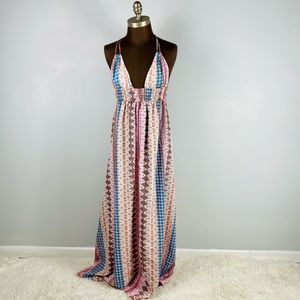Multi-color Lulu’s maxi halter dress, S